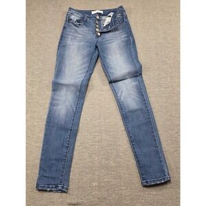 KanCan CURVY Button Fly High Rise Skinny Jeans Medium Wash Size 3 25